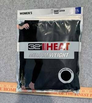 32 Degrees Heat Women’s Base Layer Pants Large Black Medium Weight Thermal NWT